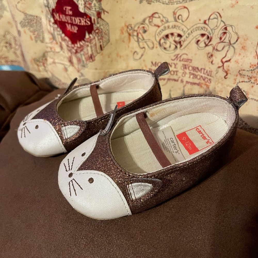 Girls Carter's Brown Cat Face Kids Shoes